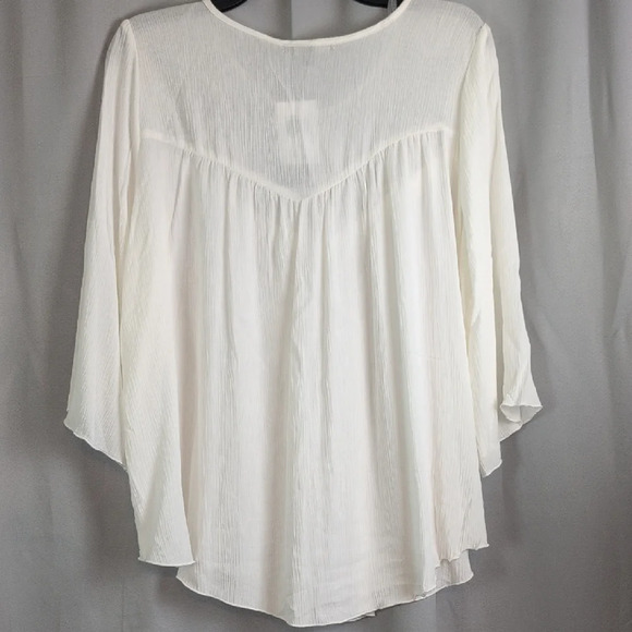 Living Doll White Flutter Sleeve Embellished Blouse - Picture 3 of 6